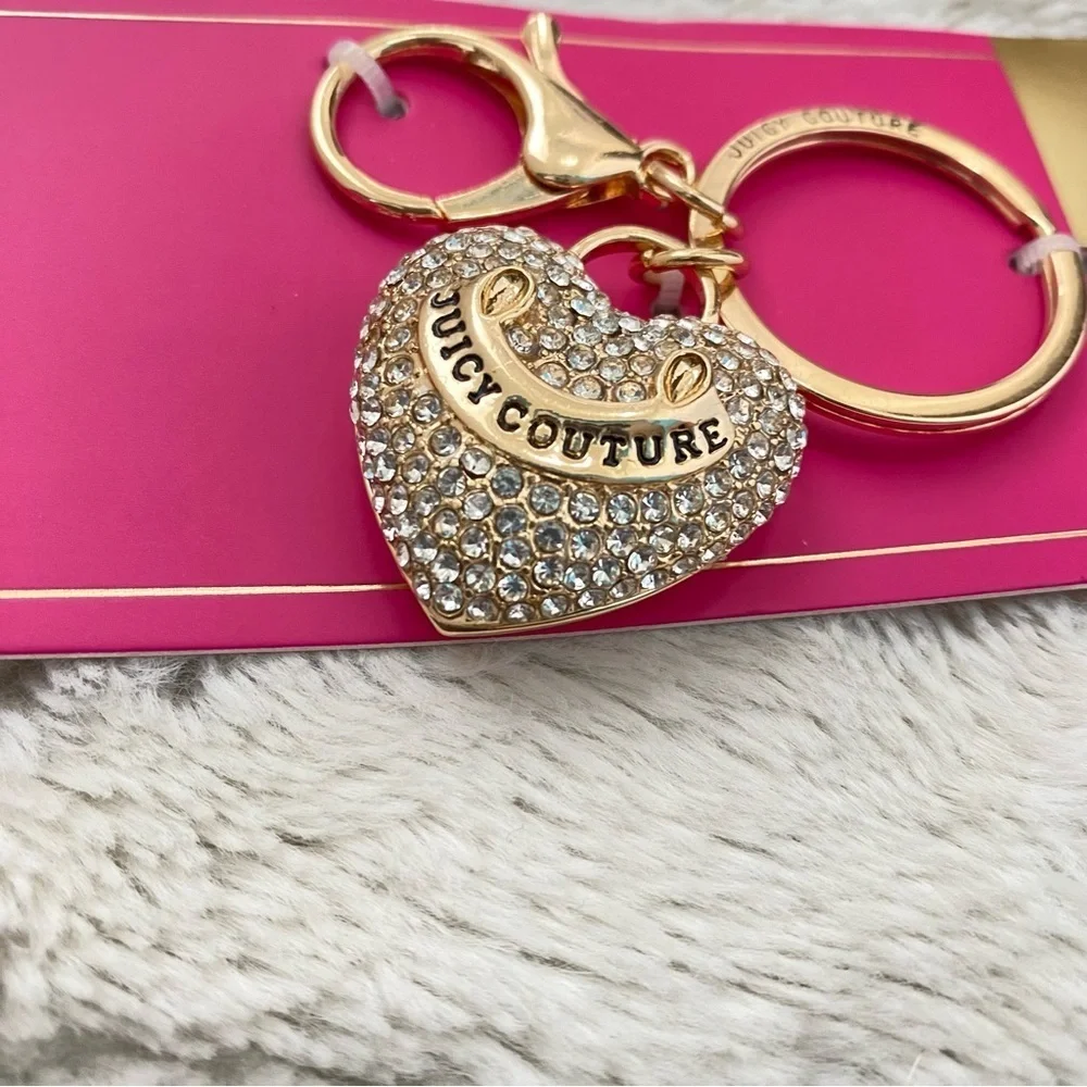 Juicy Couture Gold Pave Heart Purse Charm Keychain